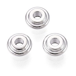 Платинированный Spacer бисер латунные, без кадмия, без никеля и без свинца, плоско-круглые, Реальная платина, 4.5~5x2 мм, отверстие : 1.5 мм