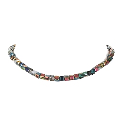Coloré Collier de perles en forme de cube de verre avec fermoirs en acier inoxydable, colorées, 304 pouce (17.99 cm)