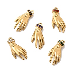 (52) Непрозрачная лаванда 304 подвески из нержавеющей стали с микропаве из стразов, ручные прелести, ионное покрытие (ip), реальный 18 k позолоченный, разноцветные, 21.5x10x6 мм, отверстие : 1.2 мм