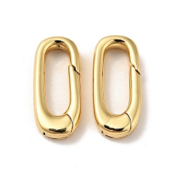 Real 18K Gold Plated Brass Spring Gate Rings, Cadmium Free & Nickel Free & Lead Free, Oval, Real 18K Gold Plated, 10 Gauge, 15x7x2.5mm, Hole: 3.5x10mm