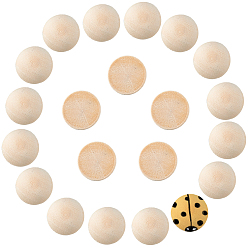 Желтая Старая Ткань  Необработанные кабошоны из натурального дерева, полукруглые / купольные, старое кружево, 19~20x19~20x10~10.5 мм