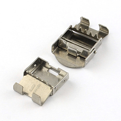 Stainless Steel Color Smooth Surface 201 Stainless Steel Watch Band Clasps, Stainless Steel Color, 25x19x7mm, Hole: 16x3mm