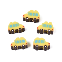 Yellow Handmade Polymer Clay Beads, School Bus, Yellow, 6~7x10x4mm, Hole: 2mm