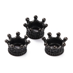 Electrophoresis Black 316 европейские бусины из хирургической нержавеющей стали, бусины с большим отверстием, корона, электрофорез черный, 6x11 мм, отверстие : 4.7 мм