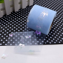 Светло-Синий Блестящие рулоны ткани из полиэстера и тюля, катушка с лентой из сетки с короной горячего тиснения, для свадьбы и украшения, голубой, 2-3/8 дюйм (60 мм), о 25 ярдов / крен