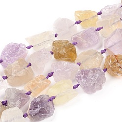 Amethyst Grobe rohe natürliche Amethyst- und Zitronenquarzperlenstränge, Nuggets, 15~27x16~29 mm, Bohrung: 1.5 mm, ca. 16 Stk. / Strang, 15.55''~16.34'' (39.5~41.5 cm)