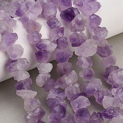 Nuggets Raw Rough Natural Druzy Amethyst Beads Strands, Nuggets, Nuggets, 15~19x10~13x9~14mm, Hole: 1mm, about 43~45pcs/strand, 15.35''(39cm)