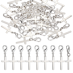 Silver 80Pcs Alloy Pendants Decorations, with Alloy Lobster Claw Clasps, Silver, 43mm