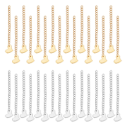 Золотой & Цвет Нержавеющей Стали 32 шт. 2 цвета 304 удлинитель цепи из нержавеющей стали, конец цепи, с 202 нержавеющей стали сердцем прелести, золотые и нержавеющая сталь цвет, 63 мм, 16 шт / цвет