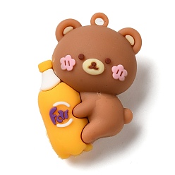 Медведь Пластиковые подвески из пвх, кукла из газировки для животных, медведь, 49x36x23 мм, отверстие : 3 мм