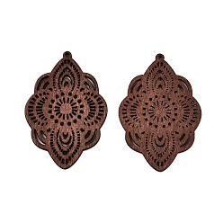 Седло Коричневый Большие подвески из натурального дерева тополь, окрашенные, слеза, седло коричневый, 64.5x43.5x2.5 мм, отверстие : 1.6 мм