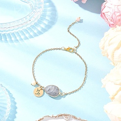 Светло-серый Ионное покрытие (ip) 304 браслеты из нержавеющей стали с подвесками в виде козерога, браслеты из натуральных бусин лабрадорита для женщин, светло-серый, 7-7/8 дюйм (20 см)