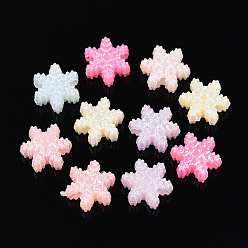 (52) Непрозрачная лаванда Рождественские пластиковые бусины, имитация желе, снежинка, с покрытием AB цвета, разноцветные, 12.5x14.5x6 мм, отверстие : 3.5 мм, Около 1000 шт / 500 г