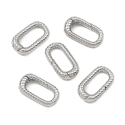 Platinum SHEGRACE Brass Spring Gate Rings, Twisted Rectangle, Lead Free & Cadmium Free & Nickel Free, Platinum, 15x8.5x3.5mm