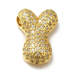 Letter Y Латунь с кубическим цирконием подвеской, без кадмия, без никеля и без свинца, Письмо Y, Письмо Y, 22x16x7 мм, отверстие : 4 мм