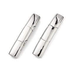 Нержавеющая Сталь Цвет Гладкие 316 хирургические прямоугольные магнитные застежки из нержавеющей стали, цвет нержавеющей стали, 8.5x42.5x6 мм, отверстие : 4x7 мм