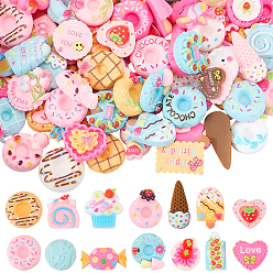 (52) Непрозрачная лаванда 100шт. непрозрачные кабошоны из мультяшной имитации пищевой смолы для декодирования, разнообразные, разноцветные, 10.5~25.5x11~23x4~8.5 мм