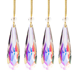 Прозрачный АВ Гальваническое стекло потолочная люстра шар призма подвеска украшение, для подвесных украшений на елку, слеза, ясно AB, 76x21 мм