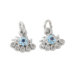 Платина Латунные микро проложить кубического циркония прелести, без кадмия, без никеля и без свинца, Очарование глаз, с целью перехода в кольце, платина, 9.5x10x3 мм, отверстие : 3 мм