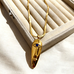 Золотой 304 Подвеска в виде человеческого лица из нержавеющей стали, украшенная стразами, синего цвета, для женщин., золотые, 16.42 дюйм (41.7 см)