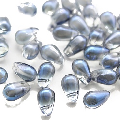Royal Blue Transparent Glass Beads, Top Drilled, Teardrop, Royal Blue, 9x6mm