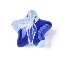 Royal Blue Printed Transparent Acrylic Beads, Star, Two Tone, Royal Blue, 21x23x13mm, Hole: 3mm