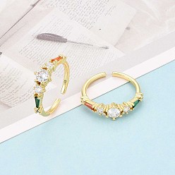 Настоящее золото 18K Манжеты из латуни с микро паве кубический цирконий для женщин, алмаз, реальный 18 k позолоченный, 6 мм