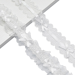 White Polyester Lace Ribbon, for DIY Craft Sewing Accessories, White, 1-3/8~1-3/4 inch(35~43mm)