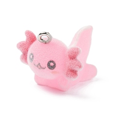 Dinosaur Подвески из непрозрачной смолы, с платиновыми тоновыми железными петлями, динозавр, 17.5x22.5x24.5 мм, отверстие : 1.8 мм