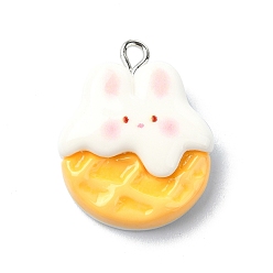 Кролик Подвески из смолы, с железной фурнитурой, кролик, 25.5x20.5x7.5 мм, отверстие : 2 мм