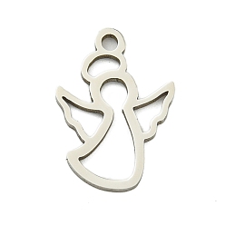 Нержавеющая Сталь Цвет Не тускнеющие 201 подвески из нержавеющей стали, ангельское очарование, лазерная резка, цвет нержавеющей стали, 15.5x11x1 мм, отверстие : 1.5 мм