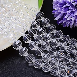 Clear Faceted Round Imitation Austrian Crystal Bead Strands, Grade AAA, Clear, 10mm, Hole: 0.9~1mm, about 40pcs/strand, 15.7 inch
