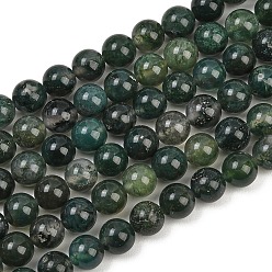 Agate Mousse Naturelles agate perles brins, ronde, 8mm, Trou: 1mm, Environ 45~47 pcs/chapelet, 14.56~14.76 pouce (37~37.5 cm)