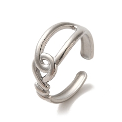 Stainless Steel Color Non-Tarnish 304 Stainless Steel Open Cuff Ring, Stainless Steel Color, US Size 7 1/4(17.5mm)