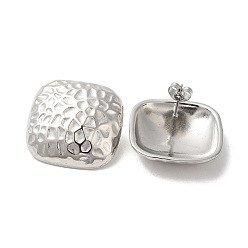 Нержавеющая Сталь Цвет Не тускнеют 304 серьги-гвоздики из нержавеющей стали, фактурный квадрат, цвет нержавеющей стали, 25x25 мм