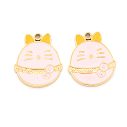 Розовый Ионное покрытие (ip) 304 подвески из нержавеющей стали, с эмалью, реальный 18 k позолоченный, кошачье очарование, туманная роза, 15.5x13.5x1.5 мм, отверстие : 1 мм