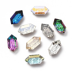 (52) Непрозрачная лаванда Стеклянные кабошоны с тиснением k9 и стразами, плоский зад, с покрытием на задной стороне, шестиугольник, разноцветные, 13x6.5x3.5 мм