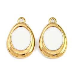 Teardrop 304 нержавеющей стальной эмали подвески, ионное покрытие, золотые, слеза, 20.5x13.5x3.5 мм, отверстие : 1.8 мм