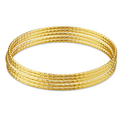 Латунь Наборы буддийских браслетов из латуни, реальный 24 k позолоченный, 2-3/8 дюйм (6.2 см), 5 шт / комплект