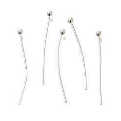 Посеребрённый Контакты латунь шаровой головкой, без свинца и без кадмия, 925 серебро покрытием, 25x0.6 мм, Руководитель: 2 mm