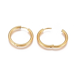 Golden Ion Plating(IP) 304 Stainless Steel Huggie Hoop Earrings, with 316 Surgical Stainless Steel Pin, Ring, Golden, 23x2.5mm, 10 Gauge, Pin: 0.9mm
