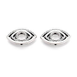 Античное Серебро Тибетский стиль сплава шарика кадра, глаз, античное серебро, 12x21x3 мм, отверстие : 1.4 мм, Около 389 шт / 1000 г
