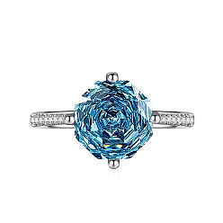 Стально-синий Регулируемые манжеты из латуни с кубическим цирконием, восьмиугольник, платина, стальной синий, внутренний диаметр: 15~20 мм