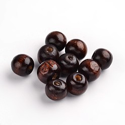 Coconut Brown Natural Wood Beads, Round, Dyed, Coconut Brown, 9x10mm, Hole: 3.5mm, about 3000pcs/1000g