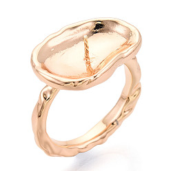 Настоящее золото 18K Овальные латунные оправы для колец, за половину пробурено бисера, без кадмия, без никеля и без свинца, реальный 18 k позолоченный, штифты : 0.7 мм, 13.1 мм, внутренний диаметр: 16.4~16.9 мм