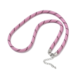 Flamingo Ployester Core-Wrapped Round Cord Necklace Making, with Brass Finding, Platinum, Flamingo, 17.72x0.18 inch(45x0.45cm)