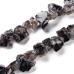 Smoky Quartz Natural Smoky Quartz Beads Strands, Top Drilled Beads, Rough Raw Stone, Nuggets, 7~15x12~22x5~13mm, Hole: 1.2mm, about 20~21pcs/strand, 7.48 inch~7.87  inch(19~20cm)
