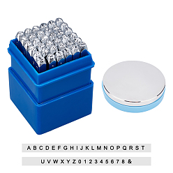 (52) Непрозрачная лаванда Железные штампы, включая букву a ~ z, число 0~8 и амперсанд, с настольным блоком из марганцевой стали, резиновый, для инструмента штамповки ювелирных изделий, разноцветные, 60x6x6 мм