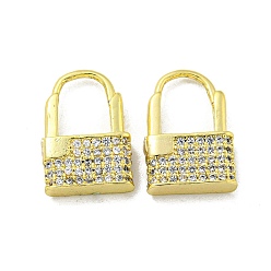 Transparent Messing micro pave zirkonia ohrreifen, goldenes Schloss, Transparent, 15x4 mm