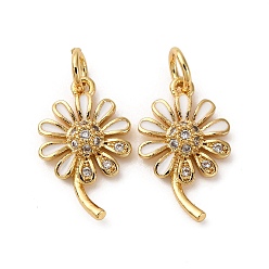 Настоящее золото 18K Латунные микро проложить кубического циркония подвески, цветок, с эмалью, с целью перехода в кольце, без кадмия и без свинца, стойки покрытие, долговечный, реальный 18 k позолоченный, 16.5x10x3 мм, отверстие : 3.5 мм